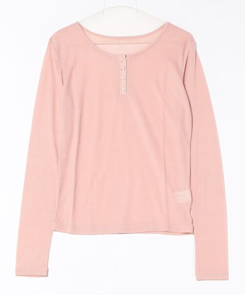 STYLEBLOCK(スタイルブロック)の「シアーリブヘンリーネックトップス(Tシャツ/カットソー・レディース・ホワイト/杢グレー/ピンク/レッド/ブラウン/ブラック・M)」の5枚目の写真