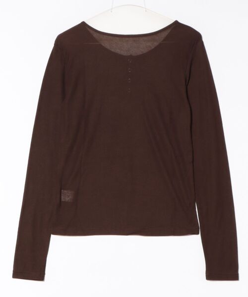STYLEBLOCK(スタイルブロック)の「シアーリブヘンリーネックトップス(Tシャツ/カットソー・レディース・ホワイト/杢グレー/ピンク/レッド/ブラウン/ブラック・M)」の7枚目の写真