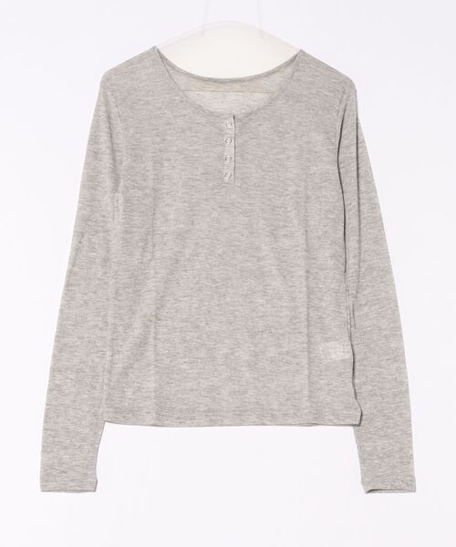 STYLEBLOCK(スタイルブロック)の「シアーリブヘンリーネックトップス(Tシャツ/カットソー・レディース・ホワイト/杢グレー/ピンク/レッド/ブラウン/ブラック・M)」の8枚目の写真