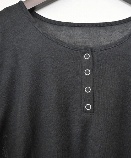 STYLEBLOCK(スタイルブロック)の「シアーリブヘンリーネックトップス(Tシャツ/カットソー・レディース・ホワイト/杢グレー/ピンク/レッド/ブラウン/ブラック・M)」の11枚目の写真