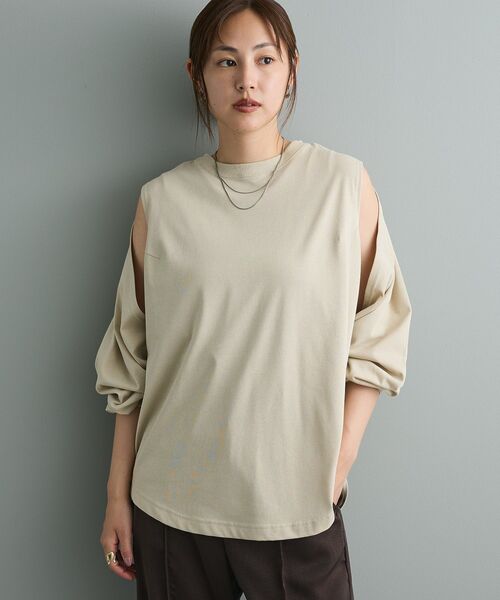 CRAFT STANDARD BOUTIQUE(クラフトスタンダードブティック)の「マルチウェイロンTee(Tシャツ/カットソー・レディース・ホワイト/ベージュ/チャコールグレー・FREE)」の3枚目の写真