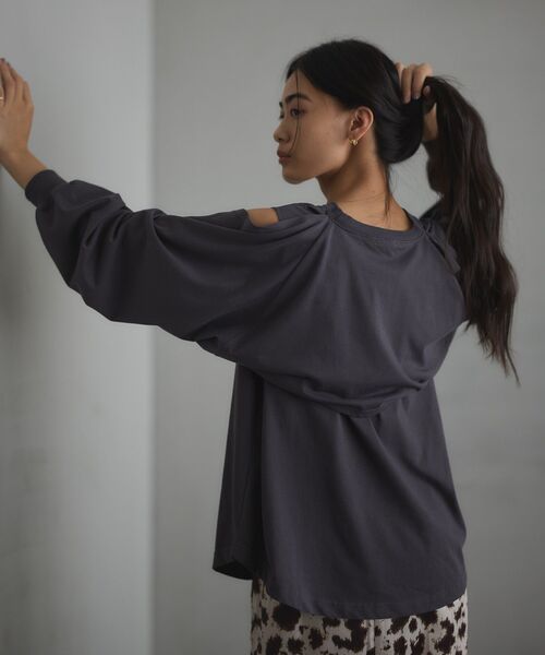 CRAFT STANDARD BOUTIQUE(クラフトスタンダードブティック)の「マルチウェイロンTee(Tシャツ/カットソー・レディース・ホワイト/ベージュ/チャコールグレー・FREE)」の6枚目の写真