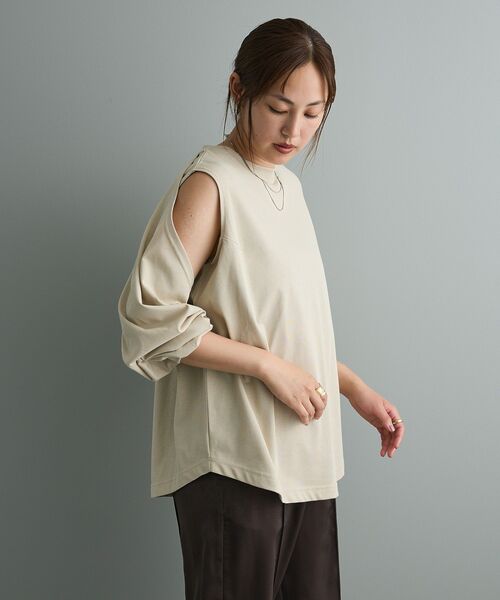 CRAFT STANDARD BOUTIQUE(クラフトスタンダードブティック)の「マルチウェイロンTee(Tシャツ/カットソー・レディース・ホワイト/ベージュ/チャコールグレー・FREE)」の14枚目の写真