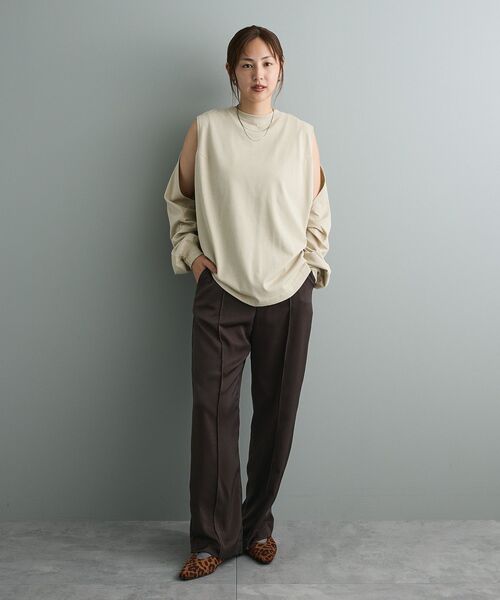 CRAFT STANDARD BOUTIQUE(クラフトスタンダードブティック)の「マルチウェイロンTee(Tシャツ/カットソー・レディース・ホワイト/ベージュ/チャコールグレー・FREE)」の18枚目の写真