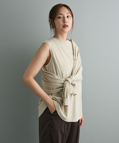 CRAFT STANDARD BOUTIQUE(クラフトスタンダードブティック)の「マルチウェイロンTee(Tシャツ/カットソー・レディース・ホワイト/ベージュ/チャコールグレー・FREE)」の21枚目の写真