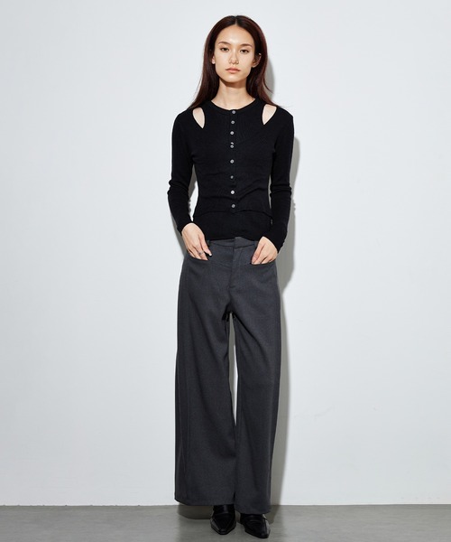 SUWDEE（スーディー）の「wool blend layered knit tops（ニット/セーター・レディース・ブラック/ダークグレー・FREE）」の3枚目の写真
