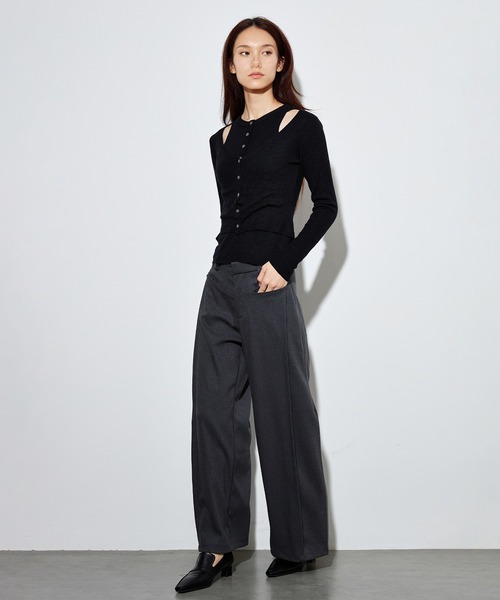 SUWDEE（スーディー）の「wool blend layered knit tops（ニット/セーター・レディース・ブラック/ダークグレー・FREE）」の4枚目の写真