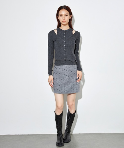 SUWDEE（スーディー）の「wool blend layered knit tops（ニット/セーター・レディース・ブラック/ダークグレー・FREE）」の7枚目の写真