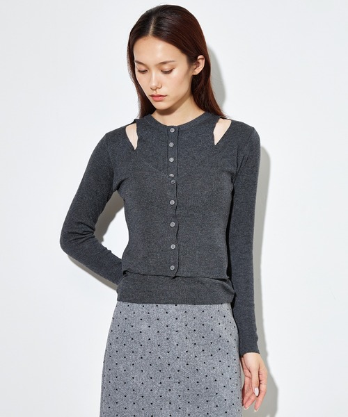 SUWDEE（スーディー）の「wool blend layered knit tops（ニット/セーター・レディース・ブラック/ダークグレー・FREE）」の8枚目の写真