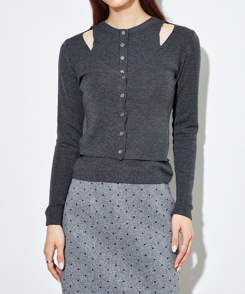 SUWDEE（スーディー）の「wool blend layered knit tops（ニット/セーター・レディース・ブラック/ダークグレー・FREE）」の9枚目の写真