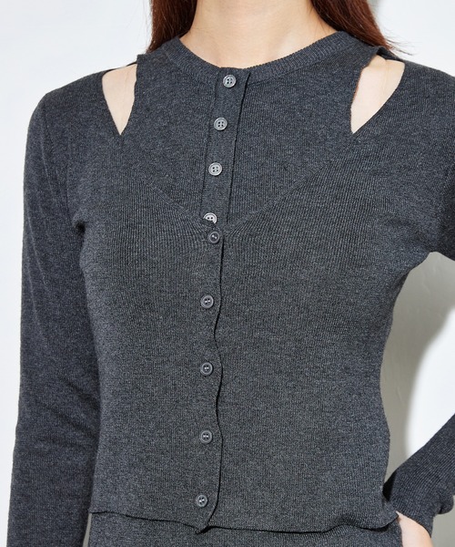 SUWDEE（スーディー）の「wool blend layered knit tops（ニット/セーター・レディース・ブラック/ダークグレー・FREE）」の11枚目の写真