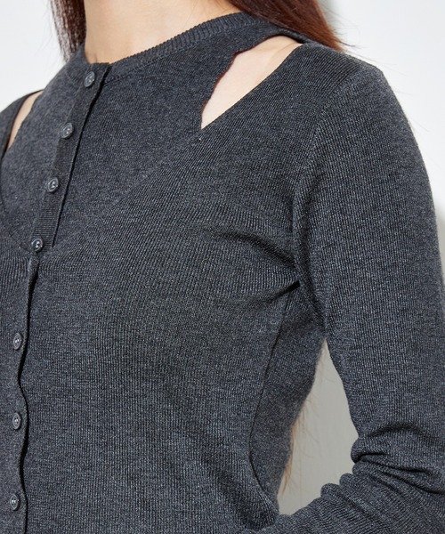 SUWDEE（スーディー）の「wool blend layered knit tops（ニット/セーター・レディース・ブラック/ダークグレー・FREE）」の12枚目の写真