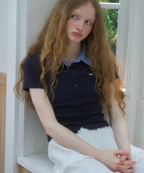 プレート付襟付きトップス/topswithplatecollar