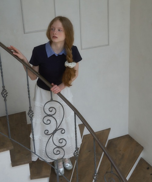 プレート付襟付きトップス/topswithplatecollar