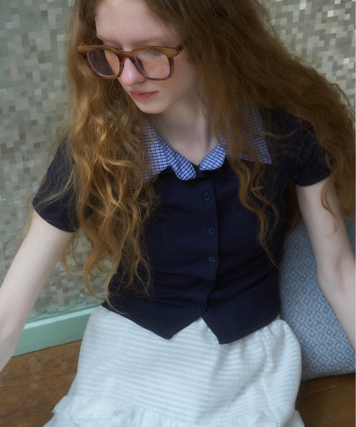 プレート付襟付きトップス/topswithplatecollar