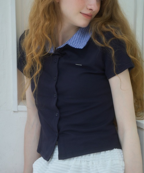 プレート付襟付きトップス/topswithplatecollar