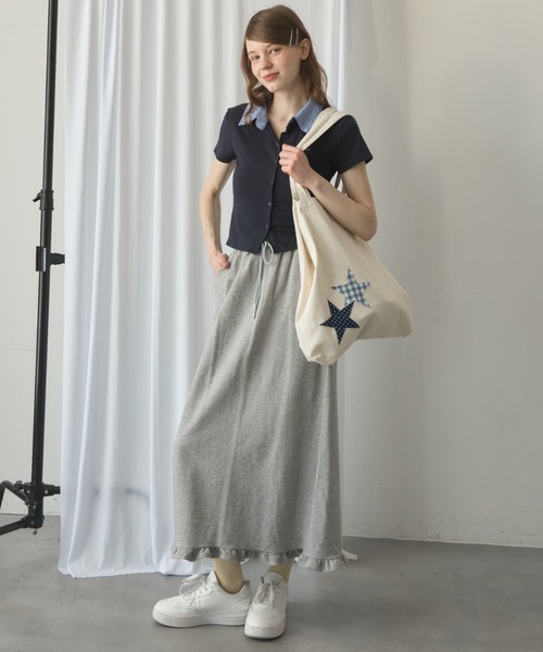 Birthday room（バースデイルーム）の「プレート付襟付きトップス/Plate-attached collared top（Tシャツ/カットソー・レディース・ネイビー/グレー・FREE）」の8枚目の写真