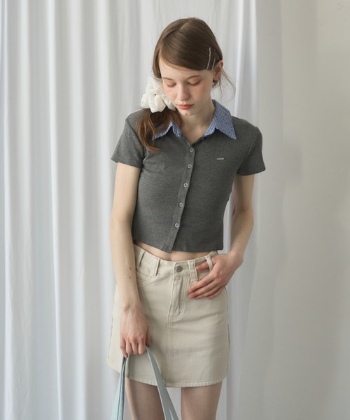 Birthday room（バースデイルーム）の「プレート付襟付きトップス/Plate-attached collared top（Tシャツ/カットソー・レディース・ネイビー/グレー・FREE）」の13枚目の写真