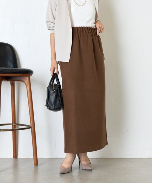 Jena espace merveilleux（ジェナ　エスパスメルヴェイユ）の「ウールライクキャタピラースカート（スカート・レディース・ブラック/アイボリー/ブラウン・FREE）」の2枚目の写真