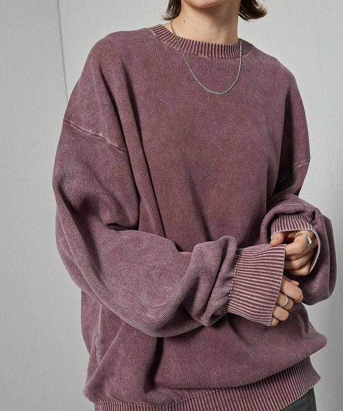 Alfred Alex（アルフレッドアレックス）の「【Alfred Alex】ヴィンテージ加工 スノーウォッシュ オーバーサイズスウェットライクニット（ニット/セーター・メンズ・ダークブラウン/ダークネイビー/グレー/ワイン/ブラック・L/M）」の5枚目の写真