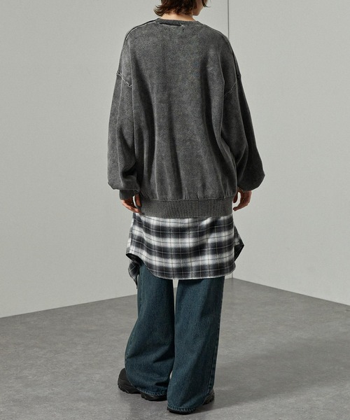 Alfred Alex（アルフレッドアレックス）の「【Alfred Alex】ヴィンテージ加工 スノーウォッシュ オーバーサイズスウェットライクニット（ニット/セーター・メンズ・ダークブラウン/ダークネイビー/グレー/ワイン/ブラック・L/M）」の13枚目の写真