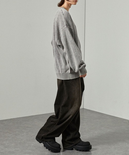 Alfred Alex（アルフレッドアレックス）の「【Alfred Alex】ヴィンテージ加工 スノーウォッシュ オーバーサイズスウェットライクニット（ニット/セーター・メンズ・ダークブラウン/ダークネイビー/グレー/ワイン/ブラック・L/M）」の21枚目の写真