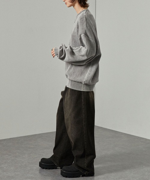 Alfred Alex（アルフレッドアレックス）の「【Alfred Alex】ヴィンテージ加工 スノーウォッシュ オーバーサイズスウェットライクニット（ニット/セーター・メンズ・ダークブラウン/ダークネイビー/グレー/ワイン/ブラック・L/M）」の22枚目の写真