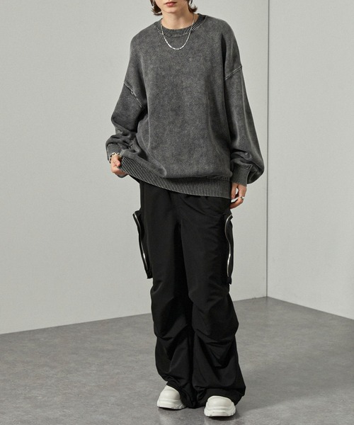 Alfred Alex（アルフレッドアレックス）の「【Alfred Alex】ヴィンテージ加工 スノーウォッシュ オーバーサイズスウェットライクニット（ニット/セーター・メンズ・ダークブラウン/ダークネイビー/グレー/ワイン/ブラック・L/M）」の7枚目の写真