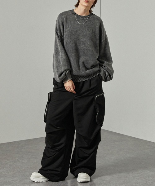 Alfred Alex（アルフレッドアレックス）の「【Alfred Alex】ヴィンテージ加工 スノーウォッシュ オーバーサイズスウェットライクニット（ニット/セーター・メンズ・ダークブラウン/ダークネイビー/グレー/ワイン/ブラック・L/M）」の8枚目の写真