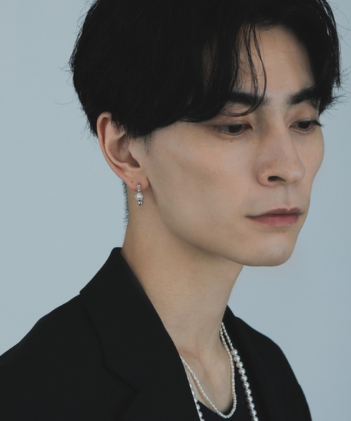 【silver925】Pearl droplets Pierce / 淡水パールドロップフープピアス