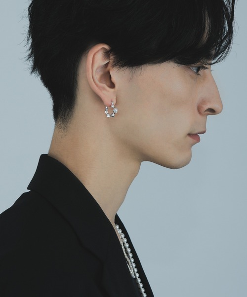 【silver925】Pearl droplets Pierce / 淡水パールドロップフープピアス