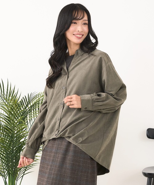 fort point(フォーポイント)の「【C-FORT POINT/フォートポイント】ピーチ起毛 スキッパー ブラウス(シャツ/ブラウス・レディース・チャコールグレー/ベージュ/ブラウン/カーキ・FREE)」の13枚目の写真