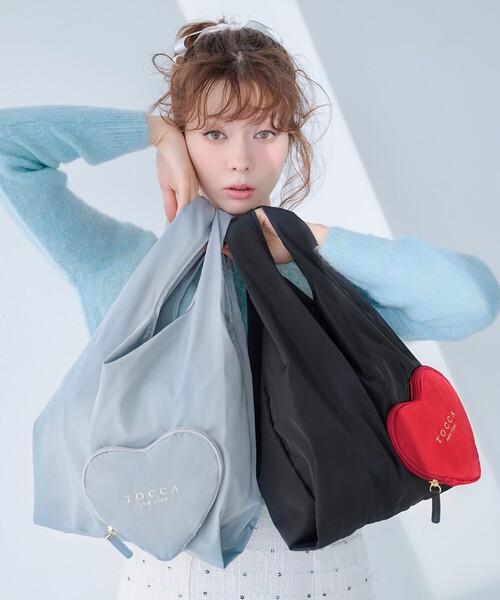 TOCCA（トッカ）の「AVEC CUORE ECOBAG エコバッグ（エコバッグ/サブバッグ・レディース・ピンク系/スカイブルー系/ブラウン系/ブラック系・F）」の3枚目の写真
