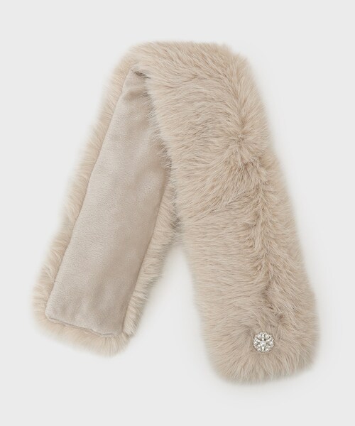 index（インデックス）の「ビジュー付きフェイクファーティペット（ストール/ショール・レディース・グレー/オフホワイト/ベージュ・00）」の6枚目の写真