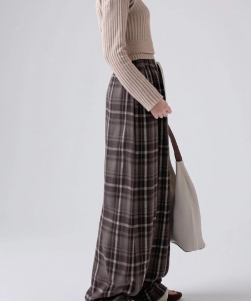 cammie(キャミー)の「ウエストコードチェックパンツ(その他パンツ・レディース・ブラウン/ネイビー・F)」の7枚目の写真