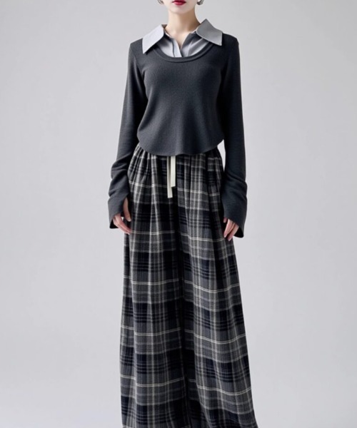 cammie(キャミー)の「ウエストコードチェックパンツ(その他パンツ・レディース・ブラウン/ネイビー・F)」の11枚目の写真