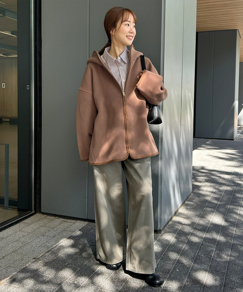 DANTON（ダントン）の「DANTON/ダントン HOODED BLOUSON DT-A0711（ブルゾン・レディース・キャメル/ネイビー・FREE）」の12枚目の写真