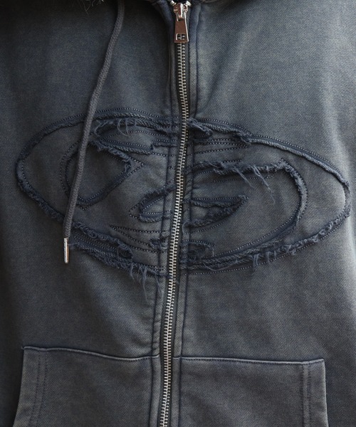 8(eight)(エイト)の「オーバルロゴ刺繍ZIPパーカー(パーカー・メンズ・ブラック/グレー・MEDIUM/LARGE)」の7枚目の写真