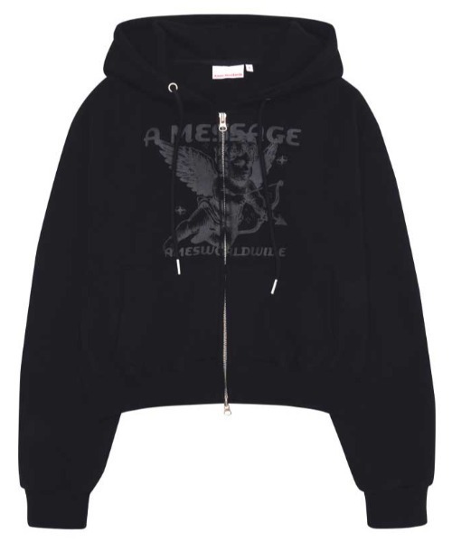 AMESWORLDWIDE（アメスワールドワイド）の「A'GEM/9 × .kom 『AMESWORLDWIDE/アメスワールドワイド』 BABY ANGEL HOODIE ZIP UP/ベイビーエンジェルジップアップパーカー（パーカー・レディース・ブラック/ブラウン・S/M）」の9枚目の写真