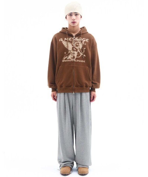 AMESWORLDWIDE（アメスワールドワイド）の「A'GEM/9 × .kom 『AMESWORLDWIDE/アメスワールドワイド』 BABY ANGEL HOODIE ZIP UP/ベイビーエンジェルジップアップパーカー（パーカー・レディース・ブラック/ブラウン・S/M）」の6枚目の写真