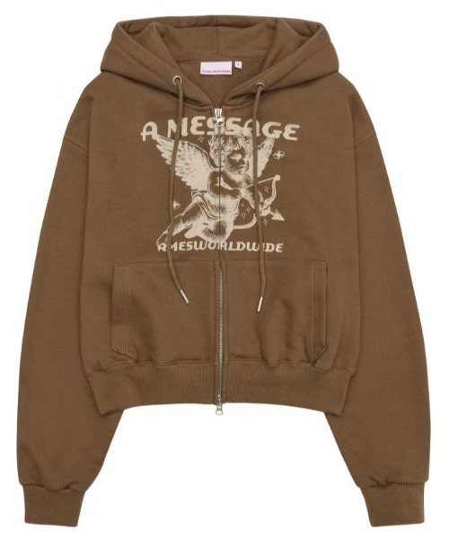 AMESWORLDWIDE（アメスワールドワイド）の「A'GEM/9 × .kom 『AMESWORLDWIDE/アメスワールドワイド』 BABY ANGEL HOODIE ZIP UP/ベイビーエンジェルジップアップパーカー（パーカー・レディース・ブラック/ブラウン・S/M）」の16枚目の写真