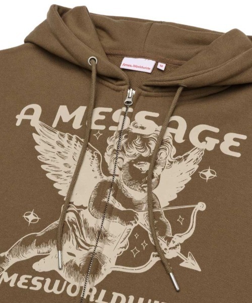 AMESWORLDWIDE（アメスワールドワイド）の「A'GEM/9 × .kom 『AMESWORLDWIDE/アメスワールドワイド』 BABY ANGEL HOODIE ZIP UP/ベイビーエンジェルジップアップパーカー（パーカー・レディース・ブラック/ブラウン・S/M）」の20枚目の写真
