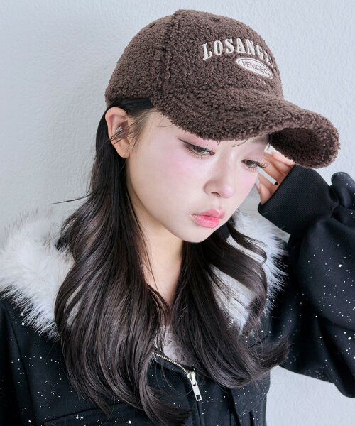 OLIVE des OLIVE（オリーブデオリーブ）の「ボアキャップ（キャップ・レディース・チャコールグレー/オフホワイト/ブラウン・FREE）」の9枚目の写真