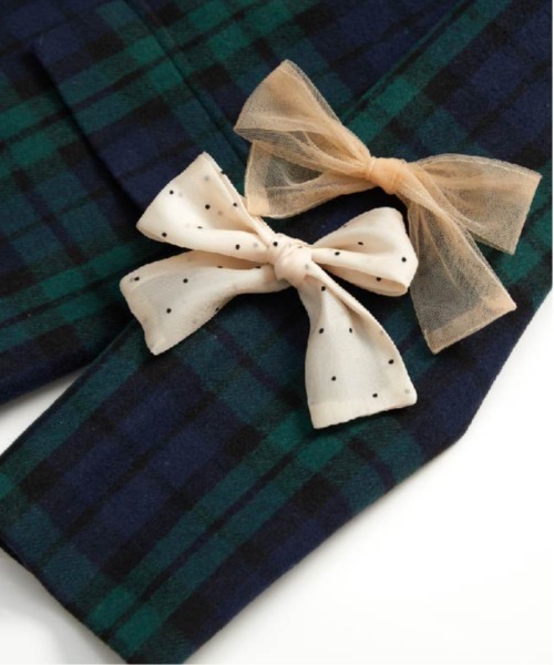 LA POMME petit（ラポミ・プチ）の「Ribbon Attacked Check Coat（テーラードジャケット・レディース・グリーン・SMALL/MEDIUM）」の5枚目の写真