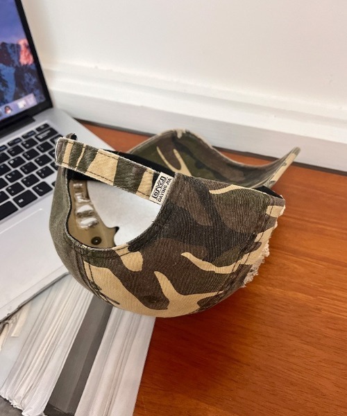 SHEPP（シープ）の「フロントロゴカモフラダメージキャップ（キャップ・レディース・グリーン/ブラック・F）」の9枚目の写真