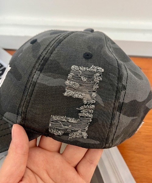 SHEPP（シープ）の「フロントロゴカモフラダメージキャップ（キャップ・レディース・グリーン/ブラック・F）」の15枚目の写真