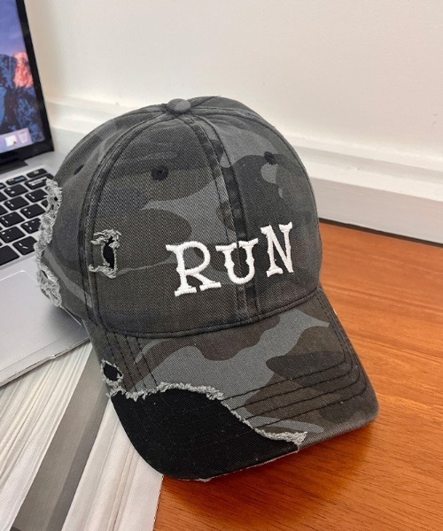 SHEPP（シープ）の「フロントロゴカモフラダメージキャップ（キャップ・レディース・グリーン/ブラック・F）」の10枚目の写真