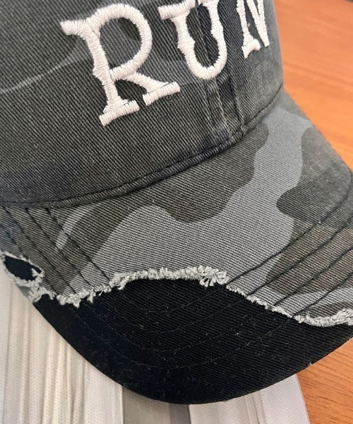 SHEPP（シープ）の「フロントロゴカモフラダメージキャップ（キャップ・レディース・グリーン/ブラック・F）」の11枚目の写真