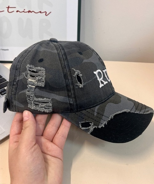 SHEPP（シープ）の「フロントロゴカモフラダメージキャップ（キャップ・レディース・グリーン/ブラック・F）」の12枚目の写真