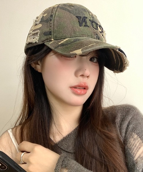 SHEPP（シープ）の「フロントロゴカモフラダメージキャップ（キャップ・レディース・グリーン/ブラック・F）」の19枚目の写真